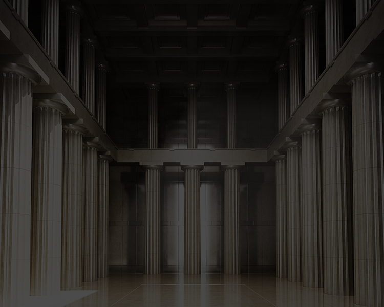 An interior space with columns